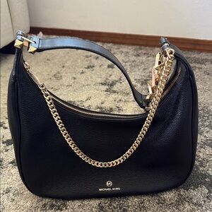 Michael Kors Black Shoulder Bag with Gold Chain